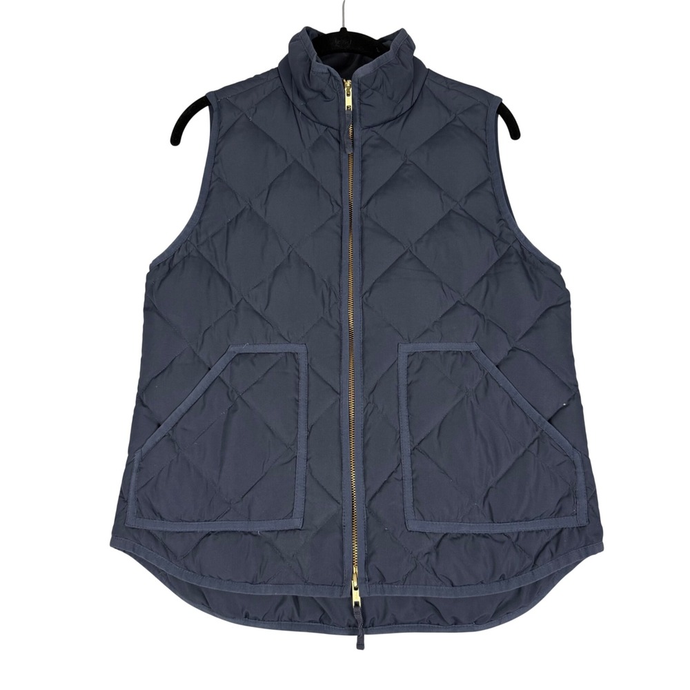 J.Crew Navy Blue Quilted Down Puffer Vest Small Excursion